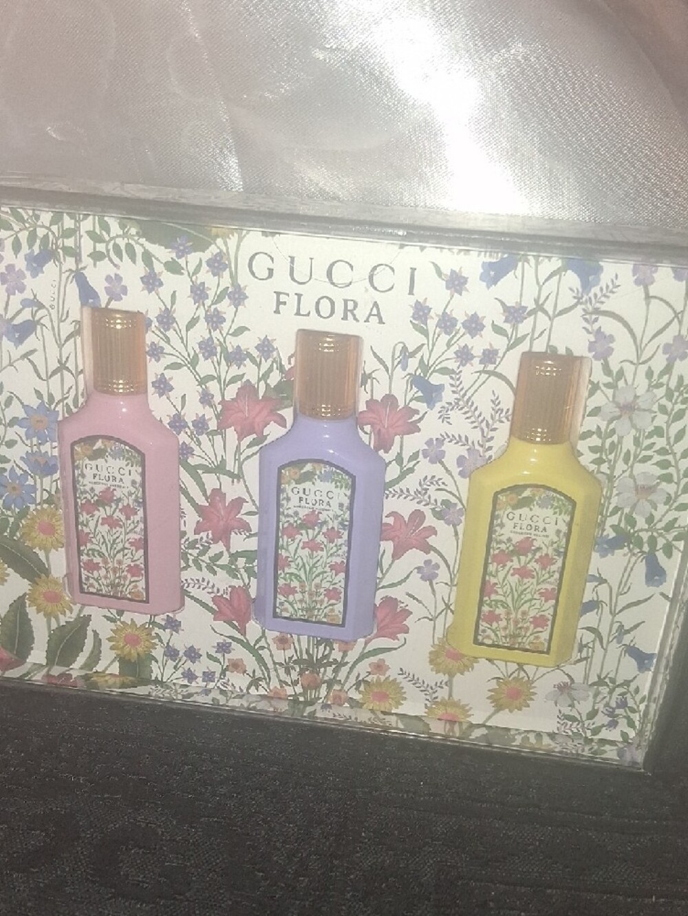 Gucci Flora Bath & Body Trio - Pink, Purple & Yellow Gift Set
